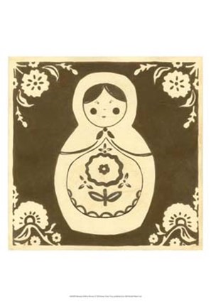 Framed Russian Doll in Brown Print