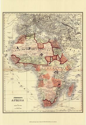Framed Small Antique Map of Africa (P) Print