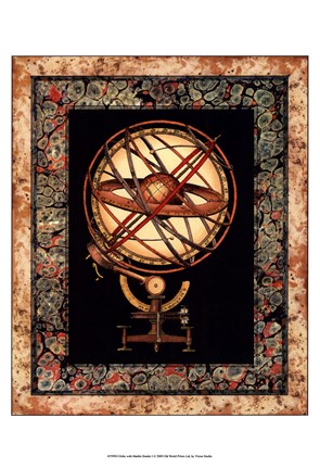 Framed Globe with Marble Border I Print