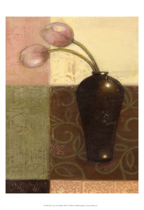 Framed Ebony Vase with Tulips I Print