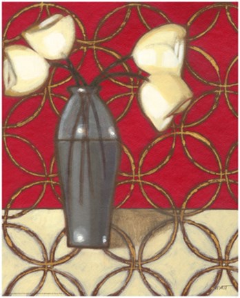 Framed Composition in Red, Gold, Cream II Print