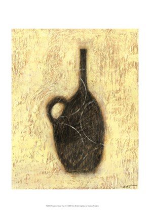 Framed Woodcut Ebony Vase II Print