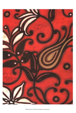 Framed Scarlet Textile I Print