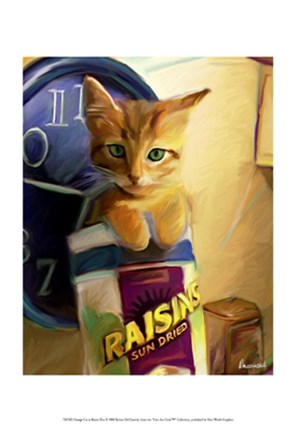 Framed Orange Cat in Raisin Box Print