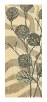 Framed Leaves on Stripes I Print