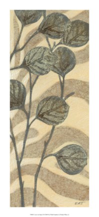 Framed Leaves on Stripes II Print