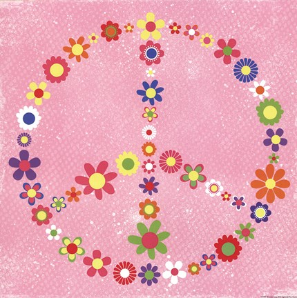 Framed Peace Flowers II Print
