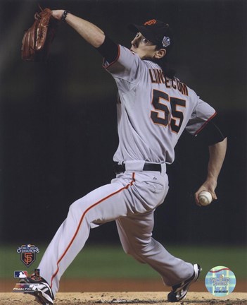 Framed Tim Lincecum Game Five of the 2010 World Series Action Print