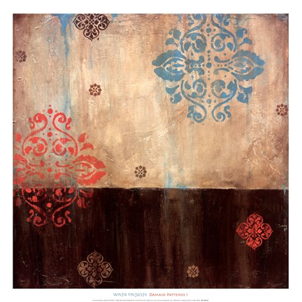 Framed Damask Patterns I Print
