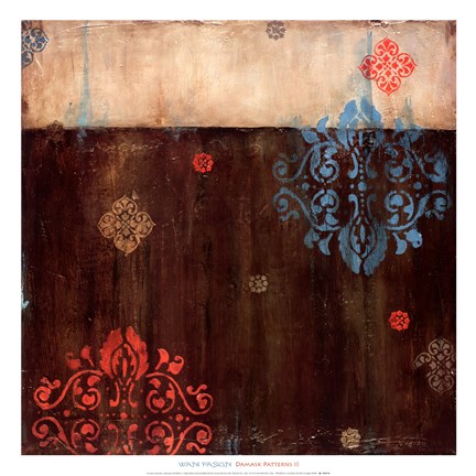Framed Damask Patterns II Print