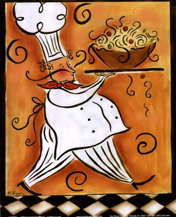 Framed Whimisical Chef II (pasta) Print