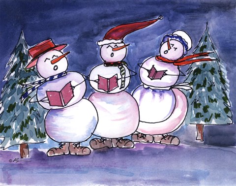 Framed Snowmen Carols Print