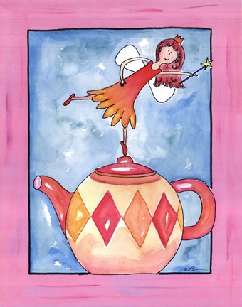 Framed Harlequin Teapot Fairy Print