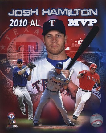 Framed Josh Hamilton 2010 Americal League MVP Portrait Plus Print