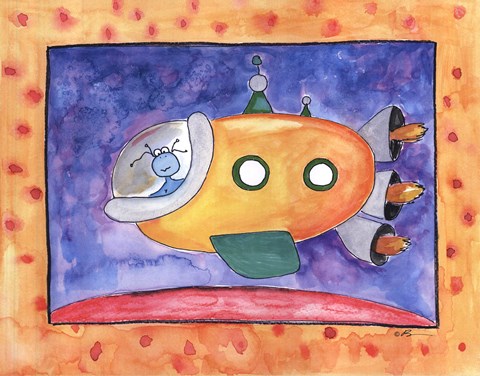 Framed Yellow Spaceship Print