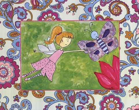 Framed Kitty with Butterfly Print