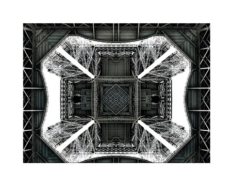 Framed View of the Eiffel Tower from below Print