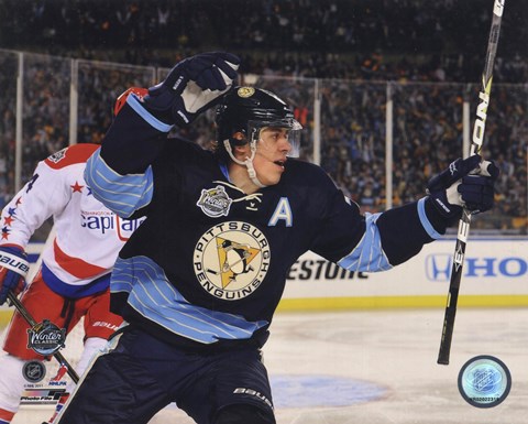 Framed Evgeni Malkin 2011 NHL Winter Classic Action Print