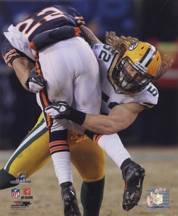 Framed Clay Matthews 2010 NFC Championship Game Action Print