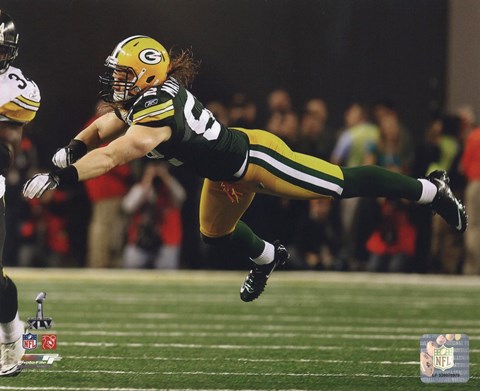 Framed Clay Matthews Action from Super Bowl XLV Print