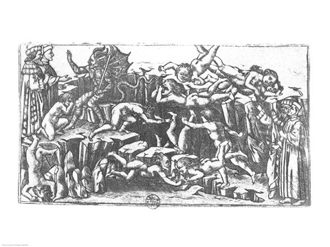 Framed Hell, from 'The Divine Comedy' by Dante Alighieri (1265-1321) Print