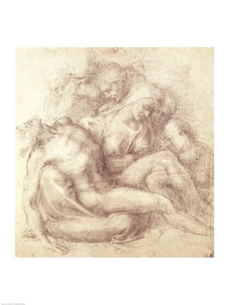 Framed Figures Study for the Lamentation Over the Dead Christ, 1530 Print
