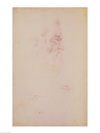 Framed Sketch of a male head and two legs Print