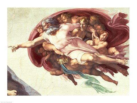 Michelangelo Buonarroti Sistine Chapel Ceiling The Creation Of Adam Detail Of God The Father 1508 12