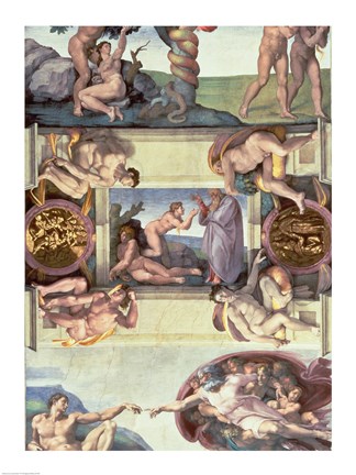 Framed Sistine Chapel Ceiling (1508-12): The Creation of Eve, 1510 Print