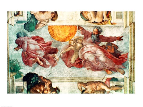 Sistine Chapel Ceiling: Creation of the Sun and Moon-12 by Michelangelo Buonarroti