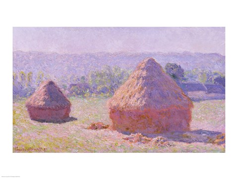 Framed Haystacks, or The End of the Summer, at Giverny, 1891 Print