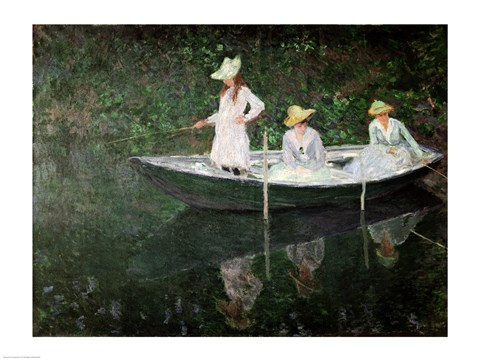 Framed Boat at Giverny, c.1887 Print