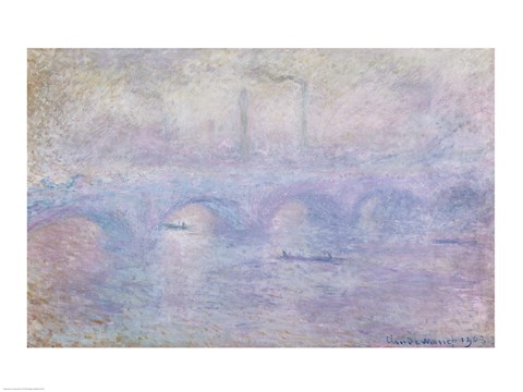 Framed Waterloo Bridge: Effect of the Mist, 1903 Print