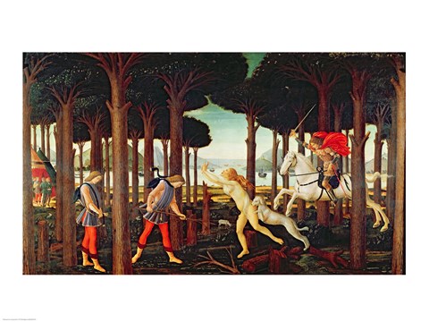 Framed Story of Nastagio degli Onesti: Nastagio&#39;s Vision of the Ghostly Pursuit in the Forest, 1483 or 1487 Print