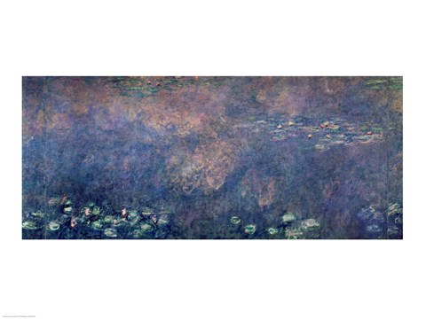 Framed Waterlilies: Two Weeping Willows, centre left section, 1914-18 Print