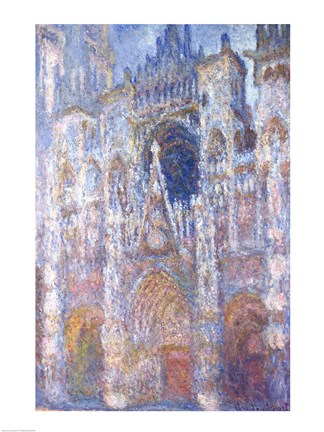 Framed Rouen Cathedral, Blue Harmony, Morning Sunlight, 1894 Print