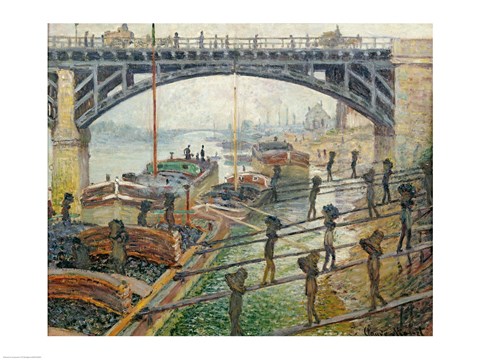 Framed Stream of Robec at Rouen, 1872 workers Print