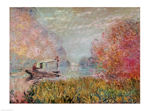 Framed Boat Studio on the Seine, 1875 Print