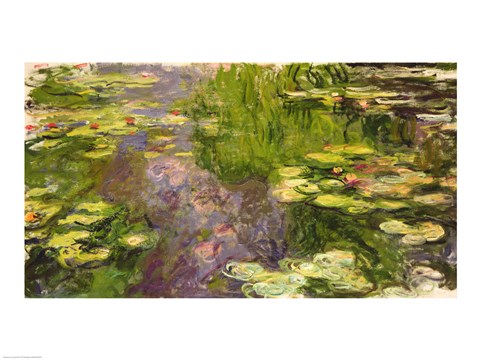 Framed Waterlilies (green horizontal) Print