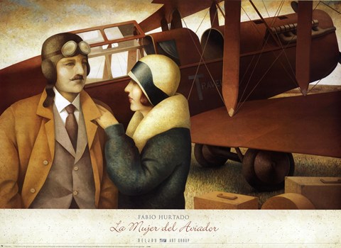Framed Fabio Hurtado - La Mujer del Aviador Size 22.25x36.625 Print