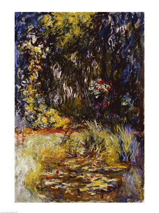 Framed Corner of a Pond with Waterlilies, 1918 Print