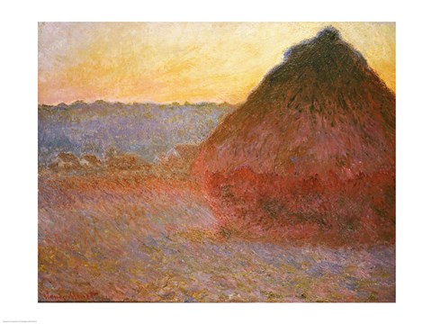 Framed Haystacks, Pink and Blue Impressions, 1891 Print