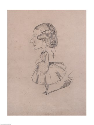 Framed Young girl in profile with a sharp nose Print