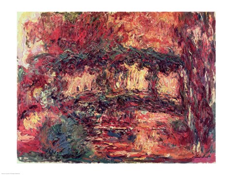 Framed Waterlilies: The Japanese Bridge, or Japanese Bridge at Giverny, c.1923 Print