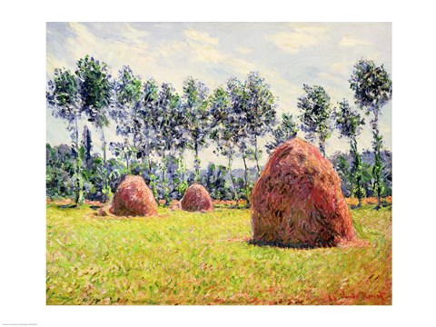 Framed Haystacks at Giverny, 1884 Print