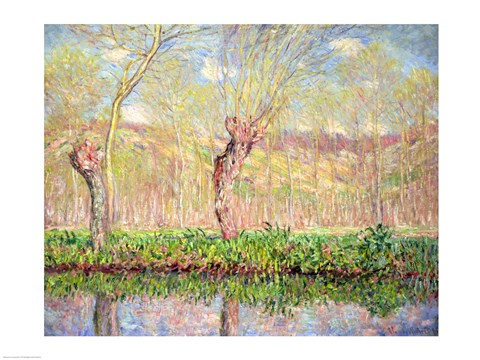 Framed Spring, River Bank at Epte, 1885 Print