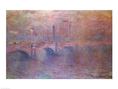 Framed Thames at Waterloo Bridge, 1903 Print