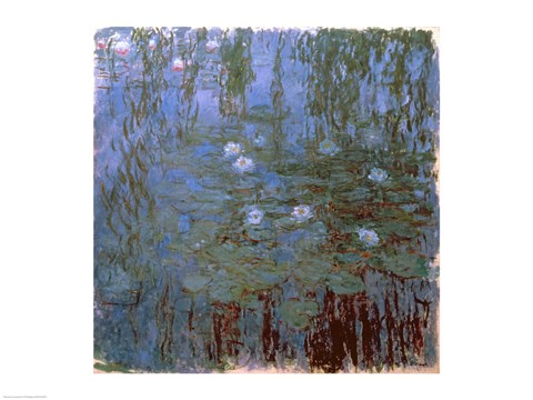 Framed Blue Nympheas Print
