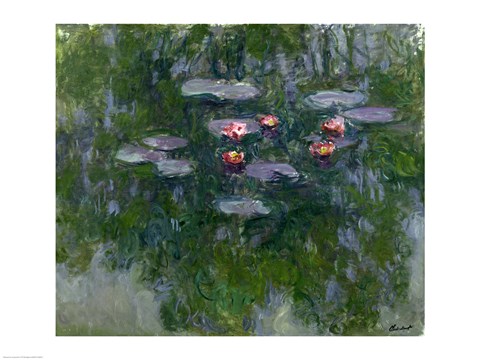 Framed Waterlilies, 1916-19 (detail) Print