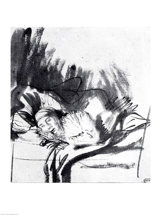 Framed Sick woman in a bed Print